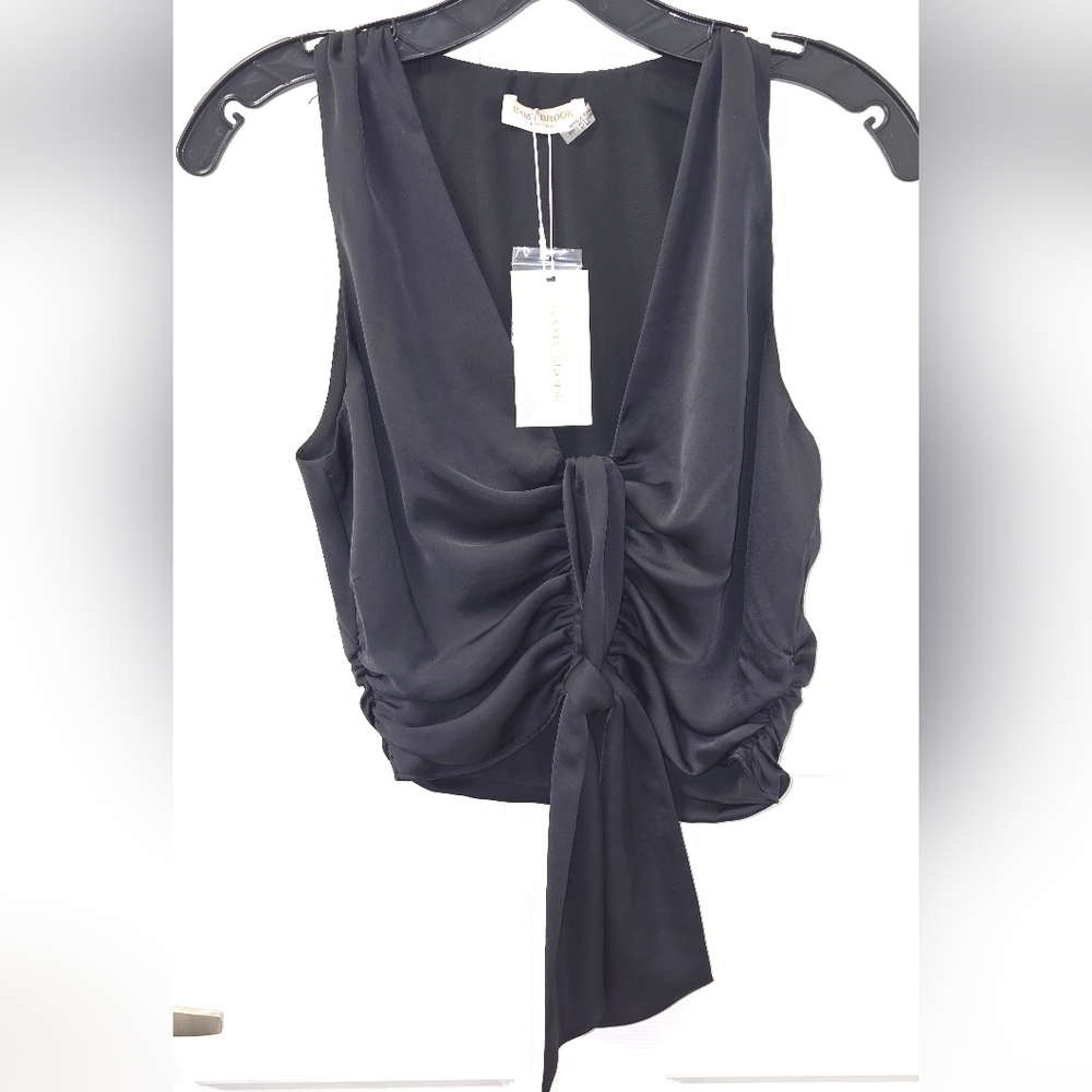 Ramy Brook Women's Black Satin Sleeveless Blouse Top Size XS NEW $295 Albert NWT - Picture 7 of 7